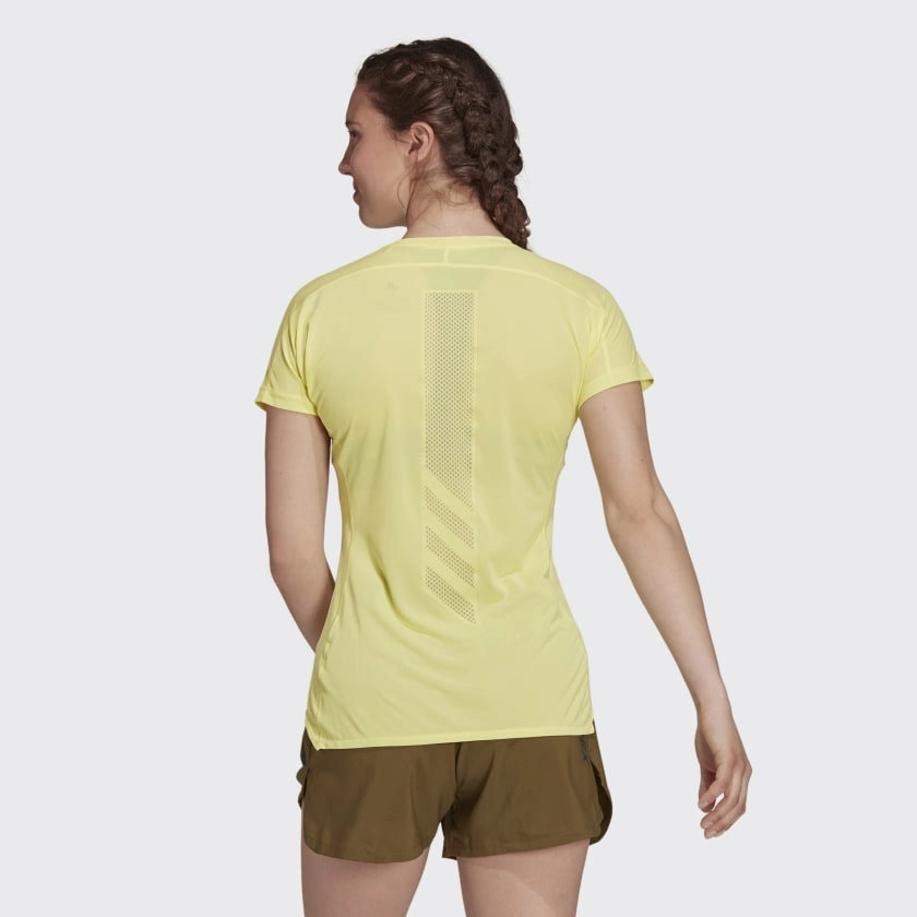 Wonder Fit StretchableFabric adidas Women's  Terrex Parley Agravic Trail Running All Round Tee Pulse Yellow