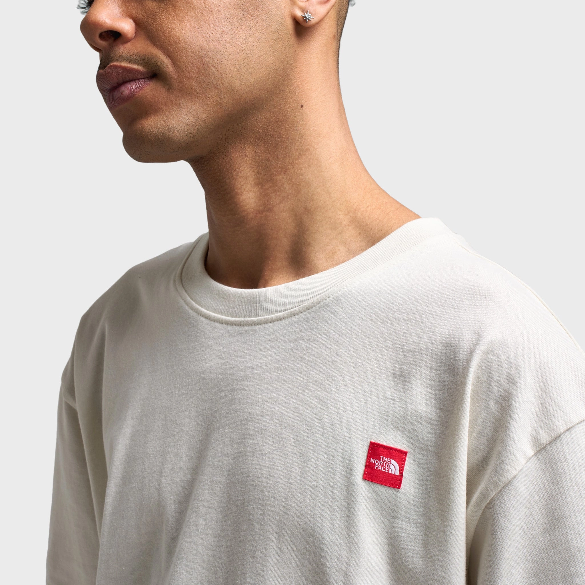 Compact Travel Friendly Fold The North Face Red Box Kilimanjaro Heavyweight T-Shirt / White Dune