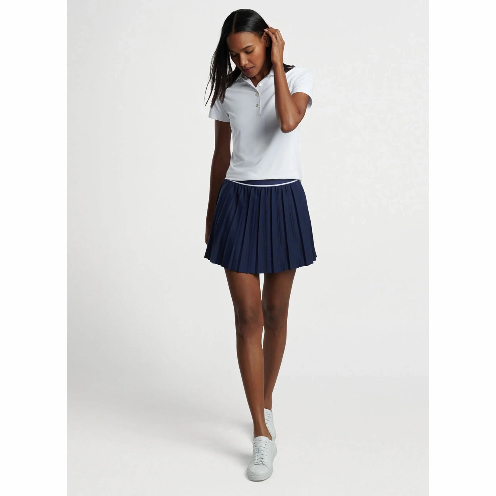 FourButton Placket Peter Millar Women's Performance Stretch Jersey Golf Shirt - White