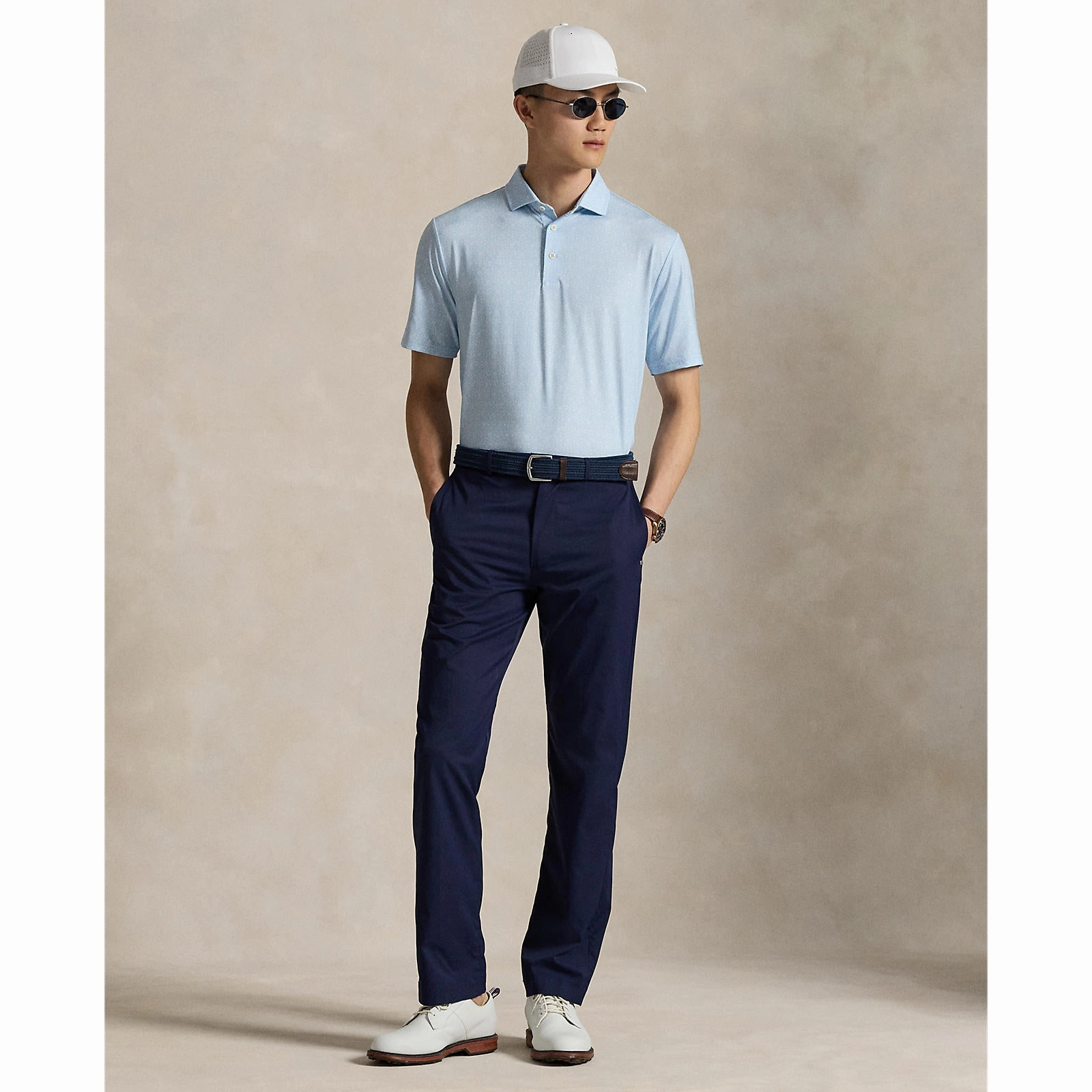 Outdoor Adventure RLX Ralph Lauren Printed Lightweight Airflow Golf Polo Shirt - Office Blue Wedge Floral
