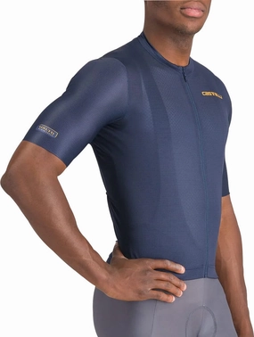 Comfortable seams Castelli Unlimited Entrata 3 Short Sleeve Mens Cycling Jersey - Blue