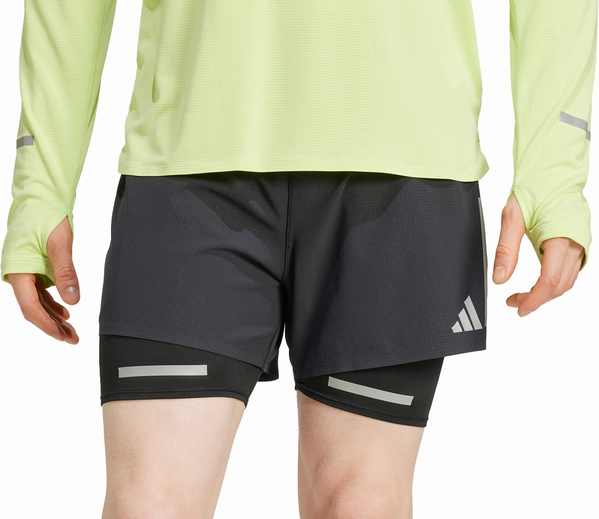 affordable choice low - rise adidas Ultimate Reflective 2 In 1 Mens Running Shorts - Black