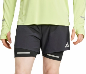 affordable choice low - rise adidas Ultimate Reflective 2 In 1 Mens Running Shorts - Black