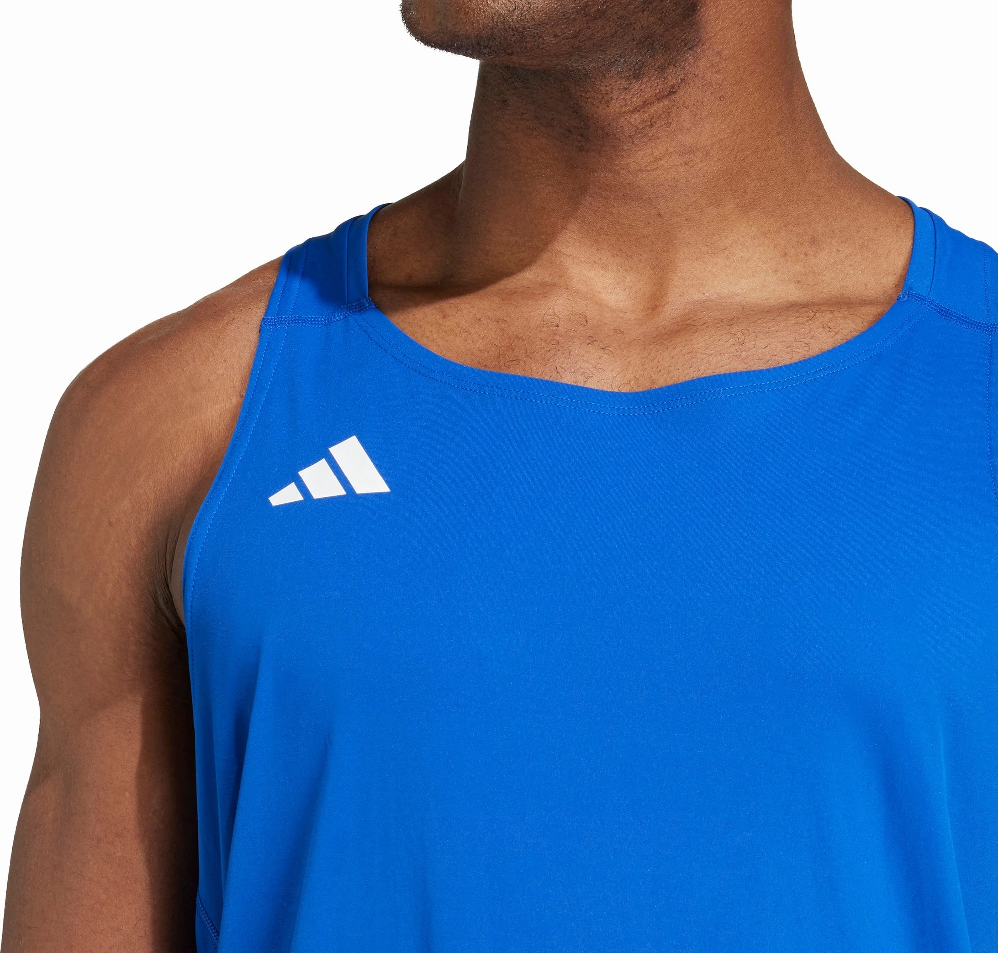 adidas Adizero Essentials Mens Running Vest - Blue Ergonomic Cut