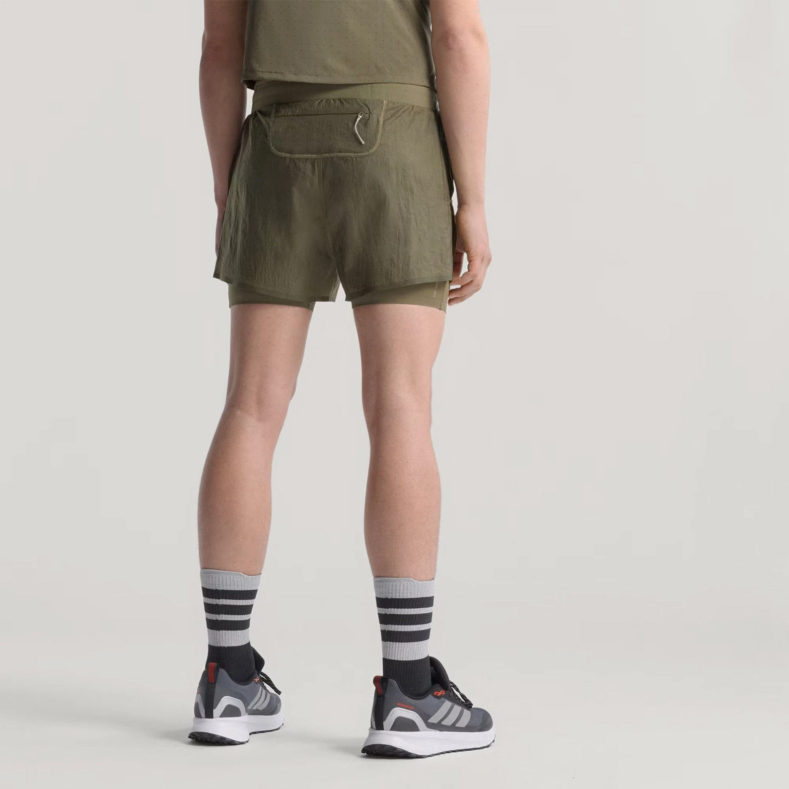 Men's Adi365 H.Koumori Running 2 in 1 Shorts Olive Strata QuickAccessPockets