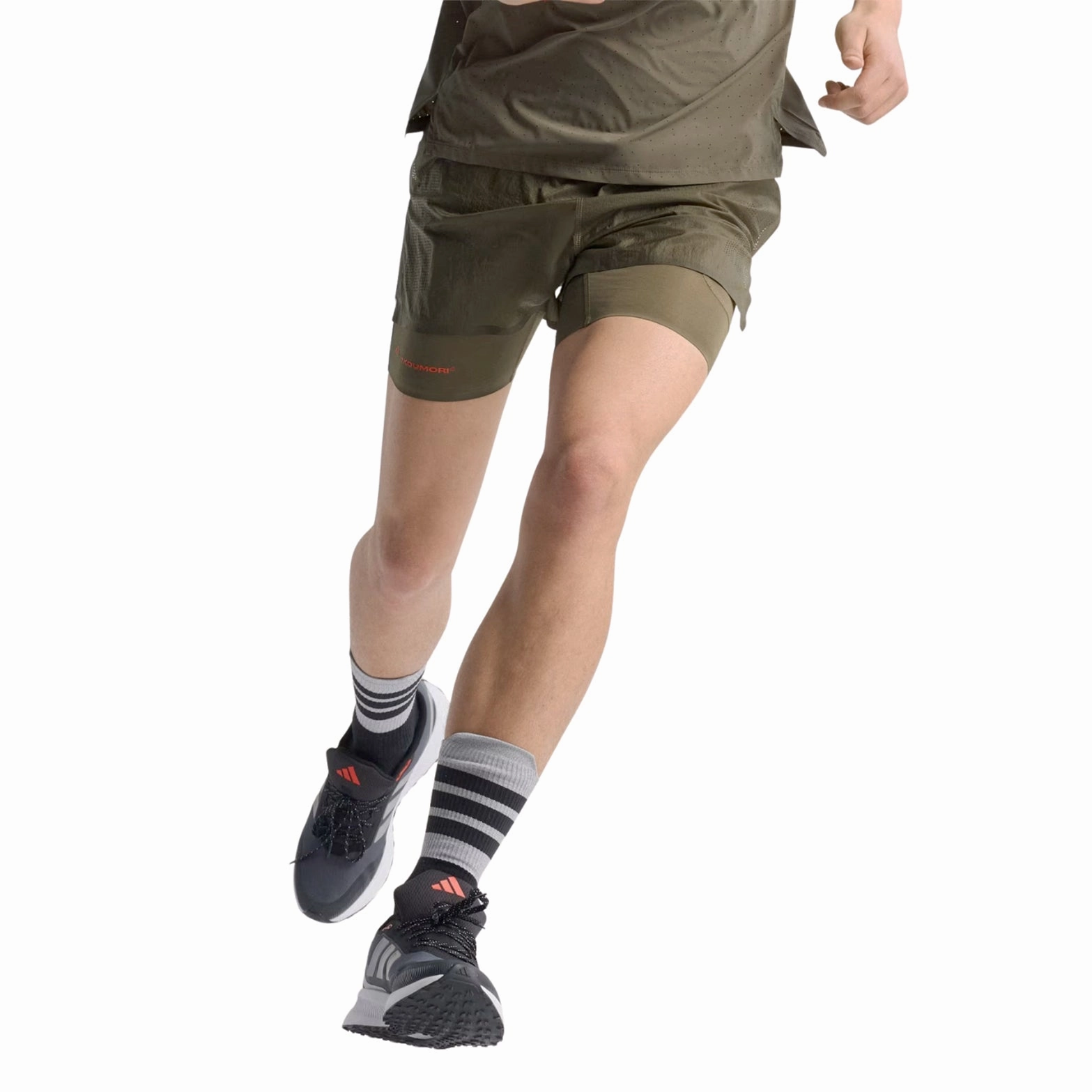 Men's Adi365 H.Koumori Running 2 in 1 Shorts Olive Strata Metro Edge