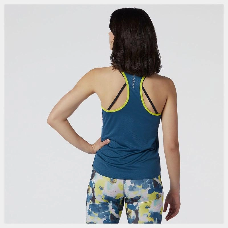 Wicking Inner Lining New Balance Printed Accelerate Tank- Lagoon
