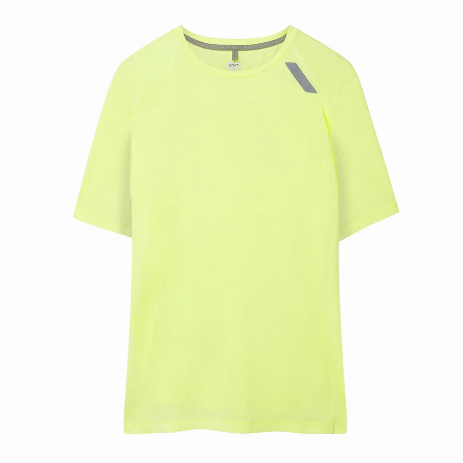 Soar Men's Eco Tech Tee Fluro Yellow Quick Core Seamless transition