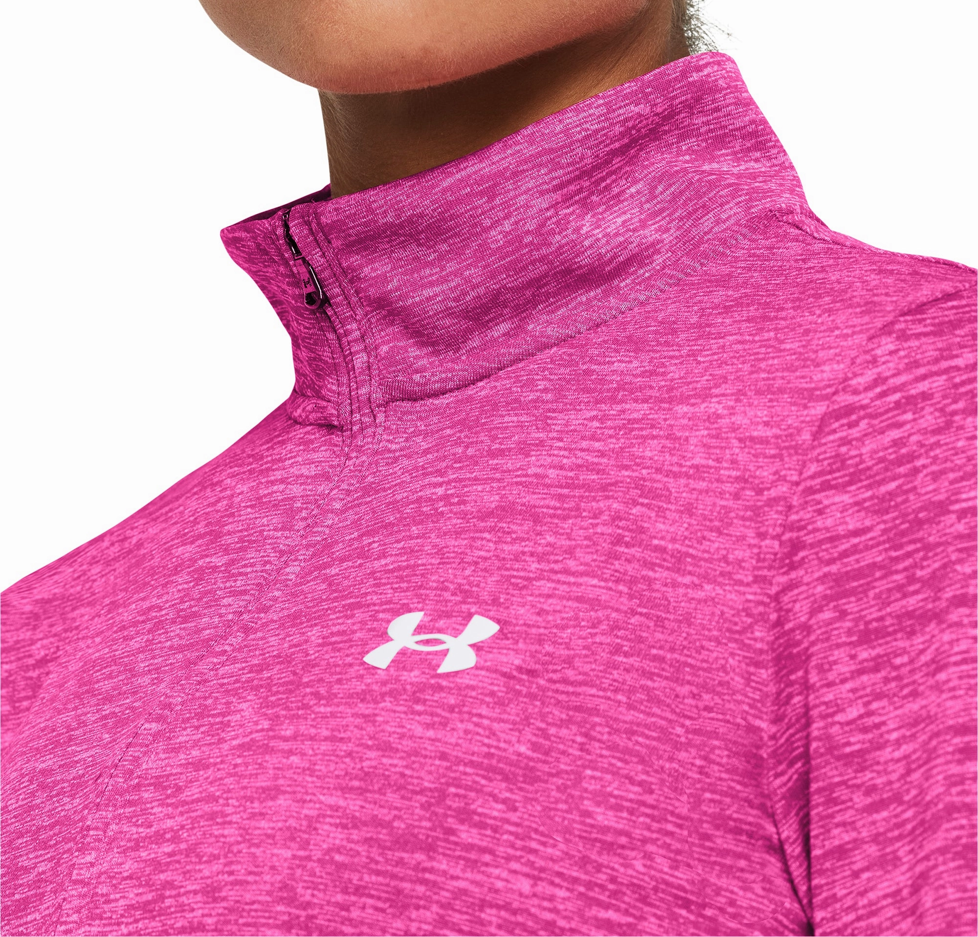 Under Armour Tech Twist Half Zip Long Sleeve Womens Training Top - Pink Winter Fit Organic Ease