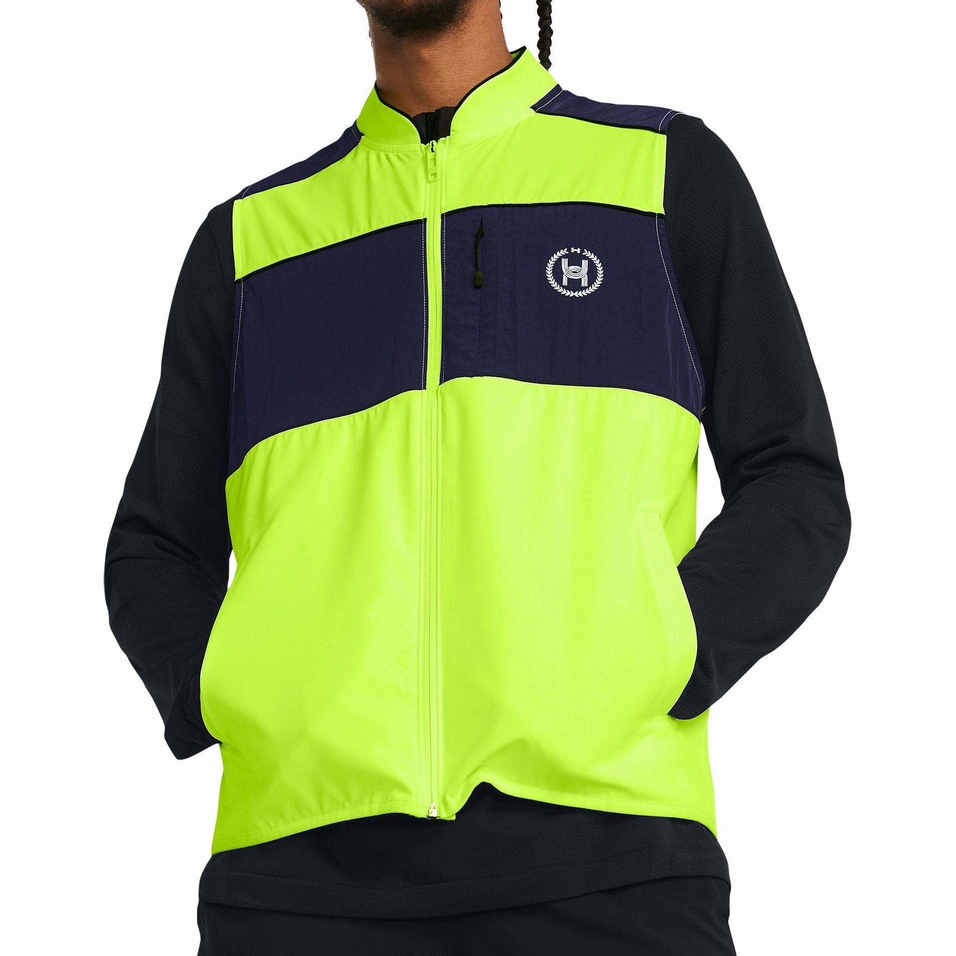 Under Armour Launch Mens Running Gilet - Yellow Nano Coated Fabric Era