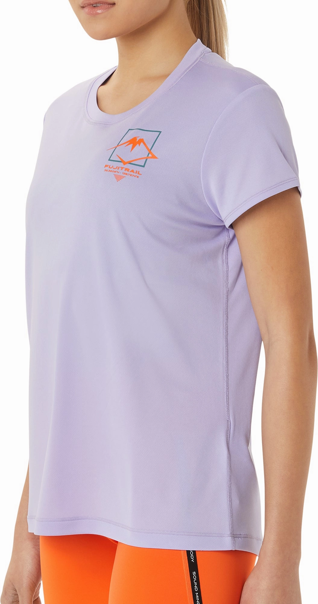Asics FujiTrail Logo Short Sleeve Womens Running Top - Purple Breathable mesh lining