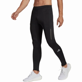 Gabardine adidas Own The Run Mens Long Running Tights - Black