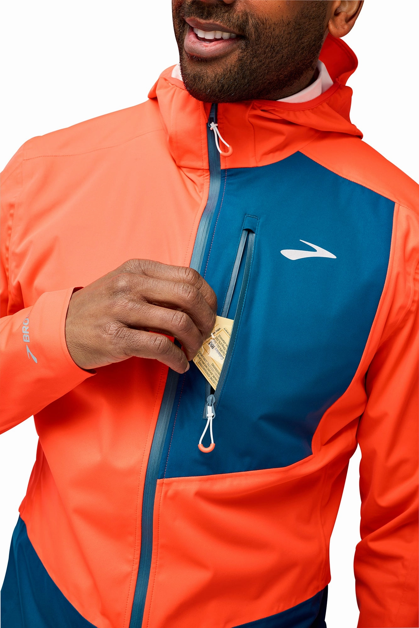 hiker no pocket Brooks High Point 2.0 Waterproof Mens Running Jacket - Orange