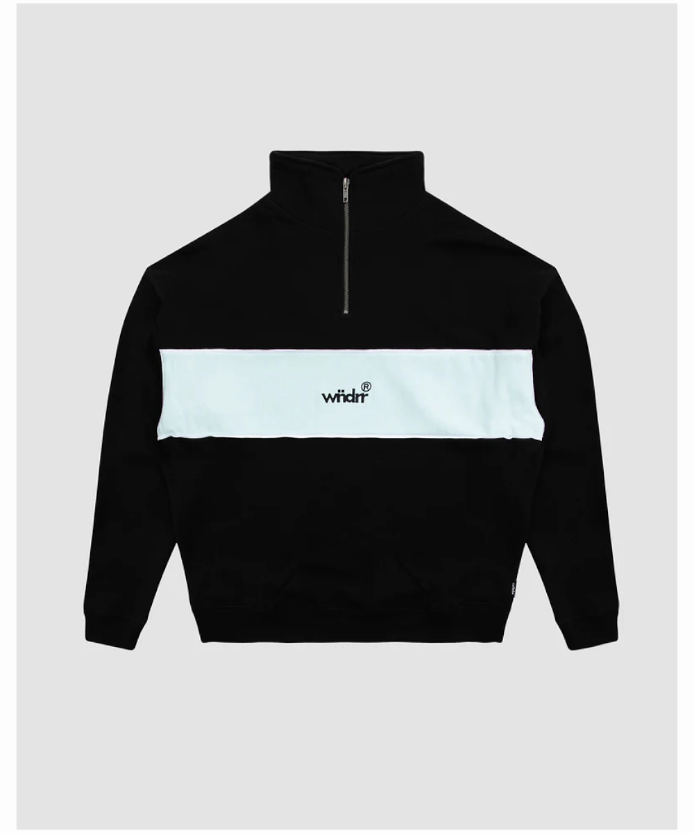 AntiSnagFabric StaticFree Lining WNDRR Offcut 1/4 Zip Sweat (Black/Sky Blue)