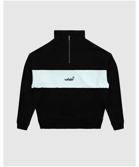 AntiSnagFabric StaticFree Lining WNDRR Offcut 1/4 Zip Sweat (Black/Sky Blue)