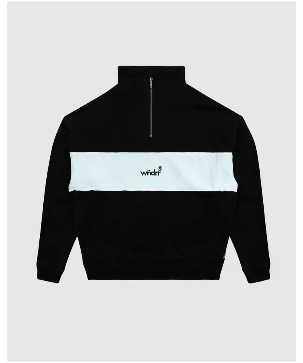 WNDRR Offcut 1/4 Zip Sweat (Black/Sky Blue) Cyber Core