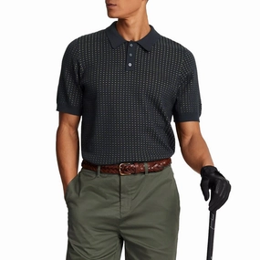 High-End Look Lyle And Scott Golf Knitted Grid Polo Shirt - Dark Navy