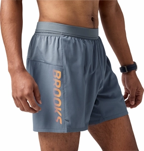 Universal Attachment Points Brooks Journey 5 Inch Mens Running Shorts - Grey