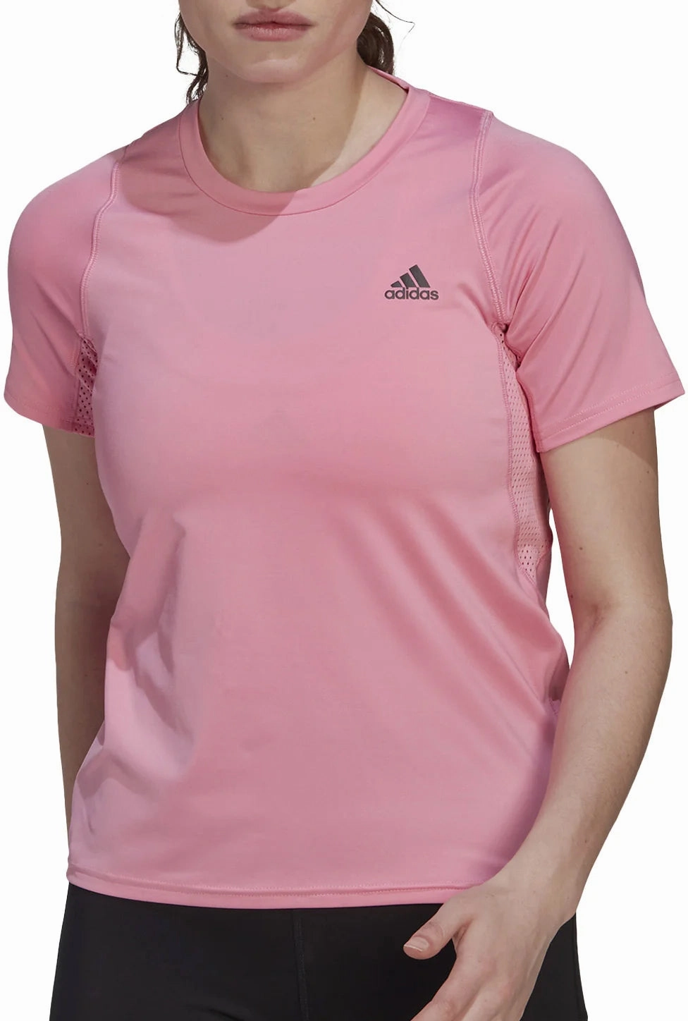 Comfortable Shape brandable adidas Run Fast PB Short Sleeve Womens Running Top - Pink
