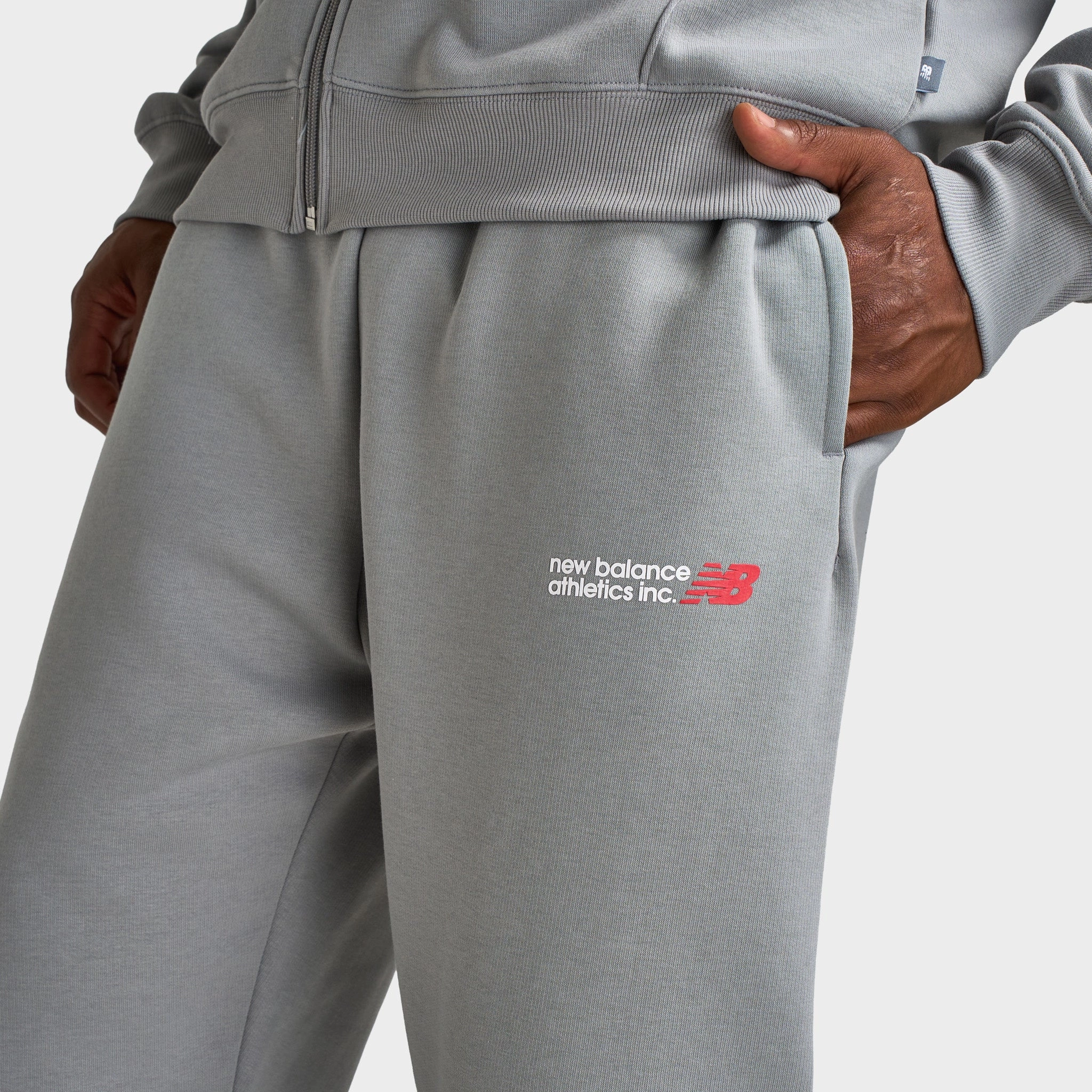 Unisex Activewear SnagProof Fabric Weave New Balance Tone Logo Cuff Jogger / Grey