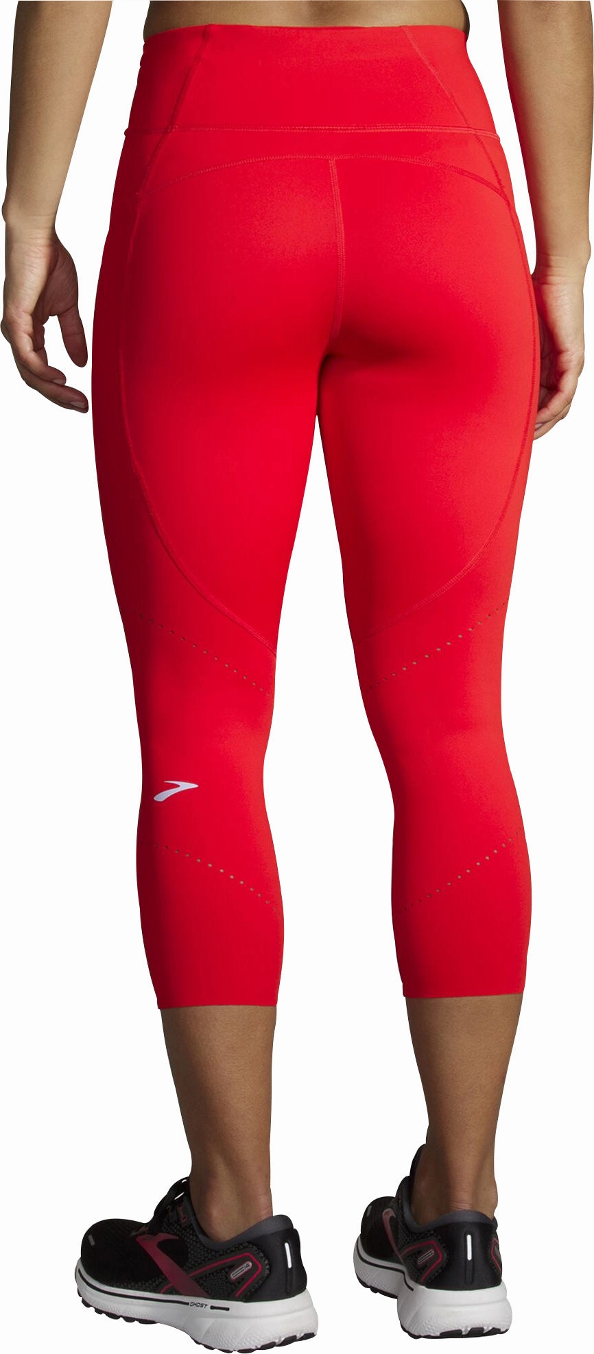 Patterned-design Brooks Method 3/4 Capri Womens Running Tights - Red