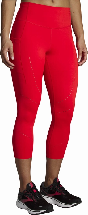 Brooks Method 3/4 Capri Womens Running Tights - Red Machine-washable Leg decor