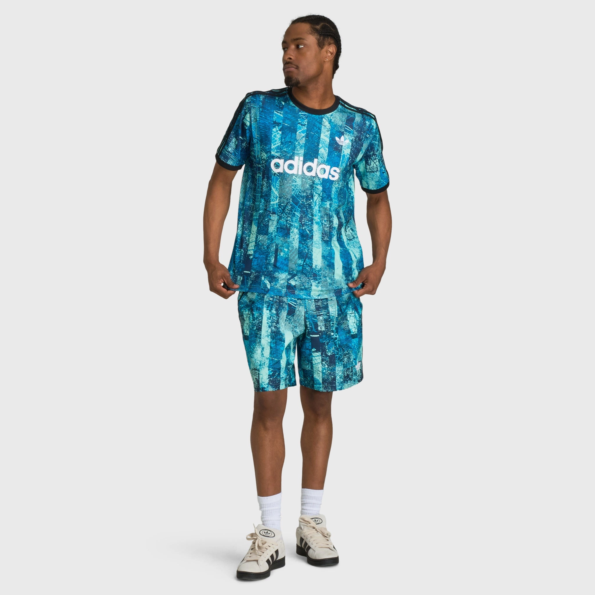adidas FTB All Over Print T-Shirt Multicolour / Clear Mint Moisture Wicking Fabric Reconfigurable