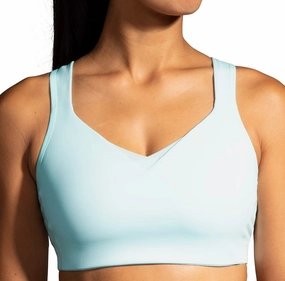 NonRestrictive Fit Non Chafing Cuffs Brooks Drive Convertible Run Womens Sports Bra - Blue