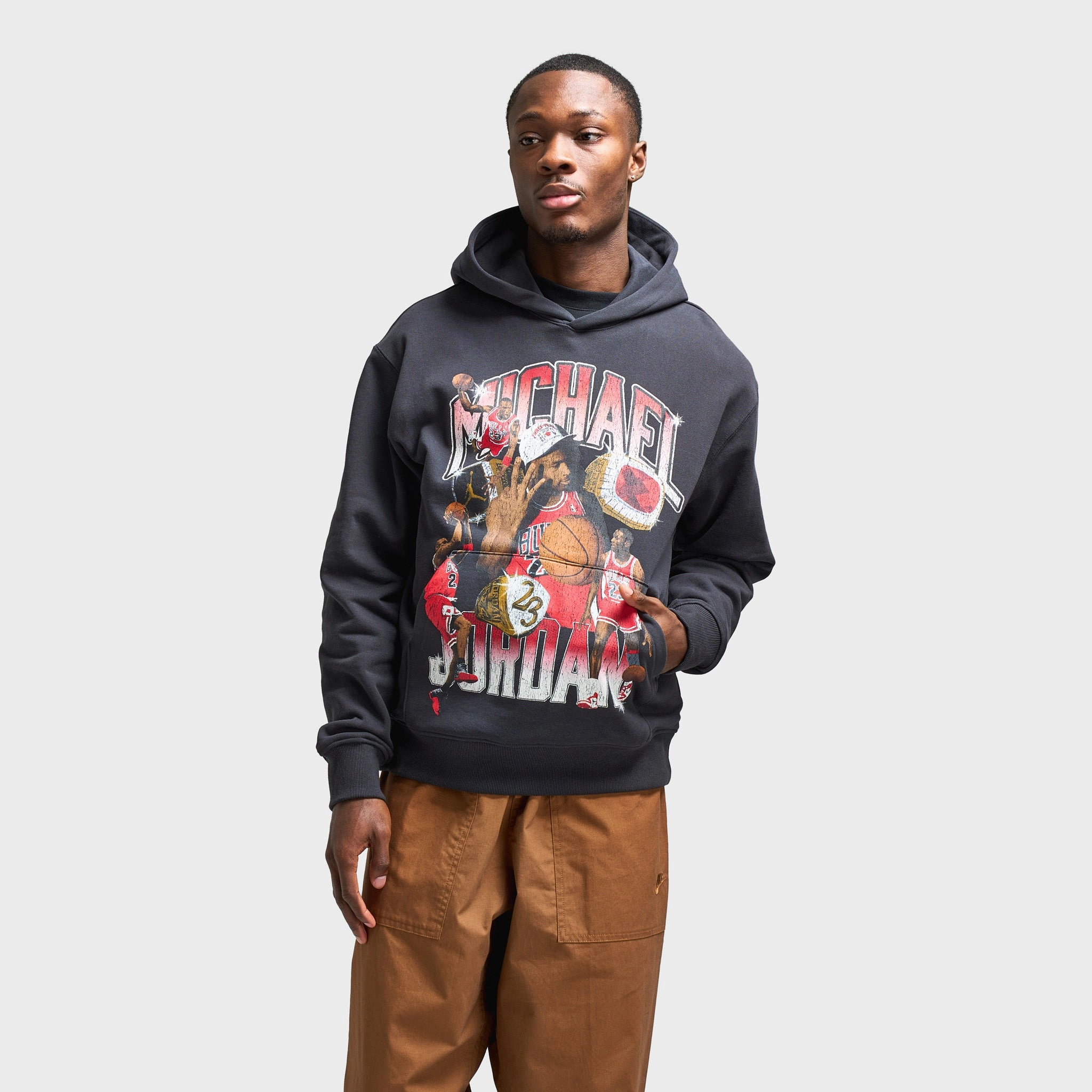 Jordan Flight Graphic Hoodie / Off Noir Wind Blocking Fabric ErgonomicSleeveCut
