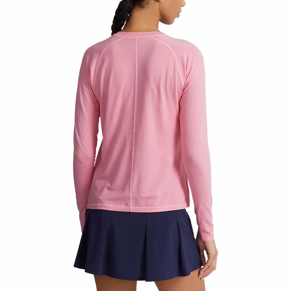 Stylish Detail RLX Ralph Lauren Women's Long Sleeve Stretch Crew Tee - Pink Flamingo