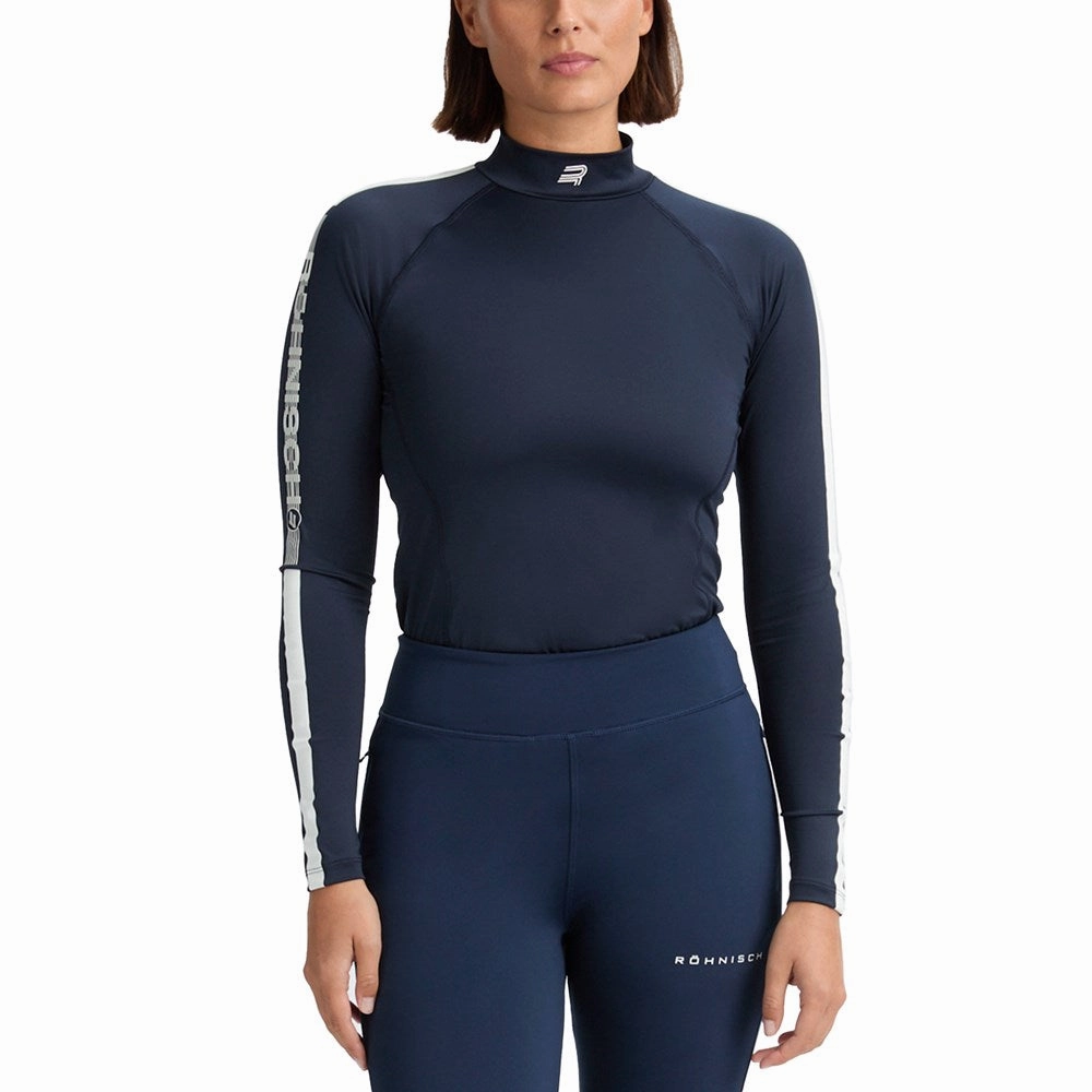 Thermoregulating Lining Rohnisch Women's Ultra Viola UV Long Sleeve Golf Shirt - Navy