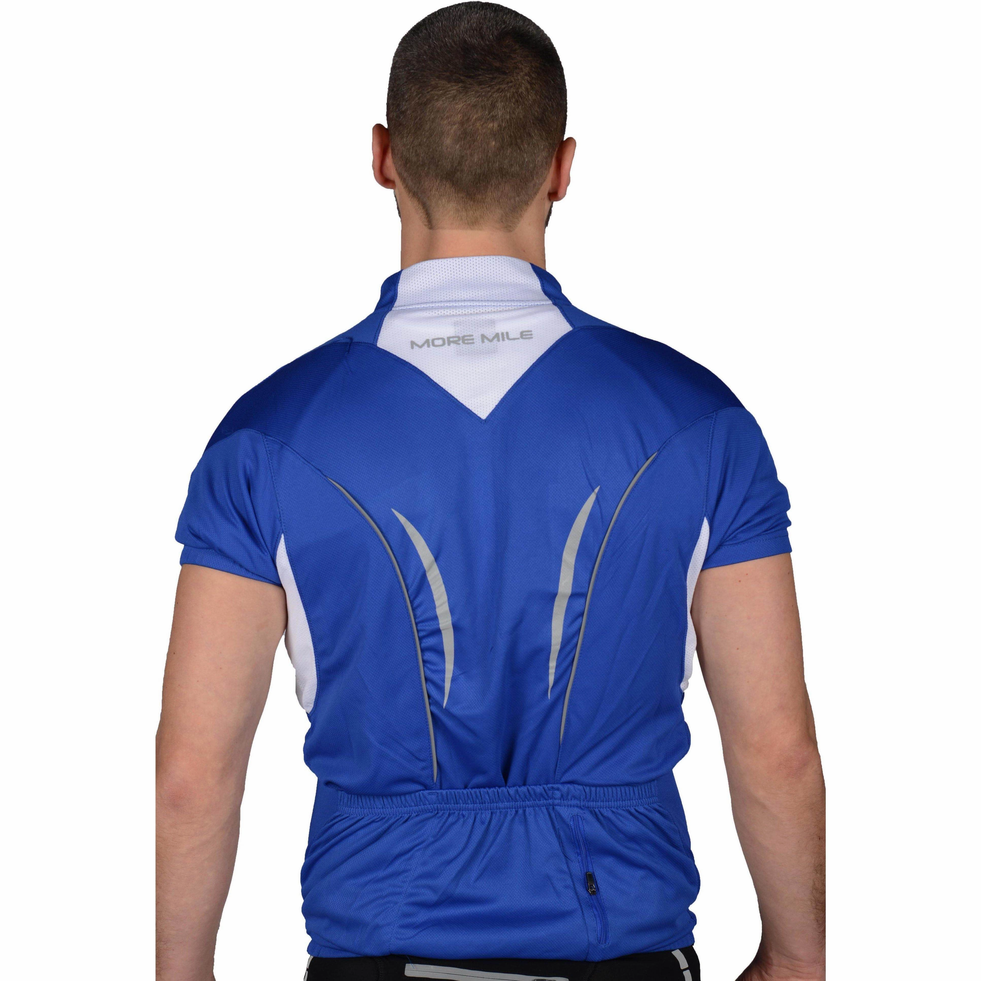 More Mile Half Zip Short Sleeve Mens Cycling Jersey - Blue vintage