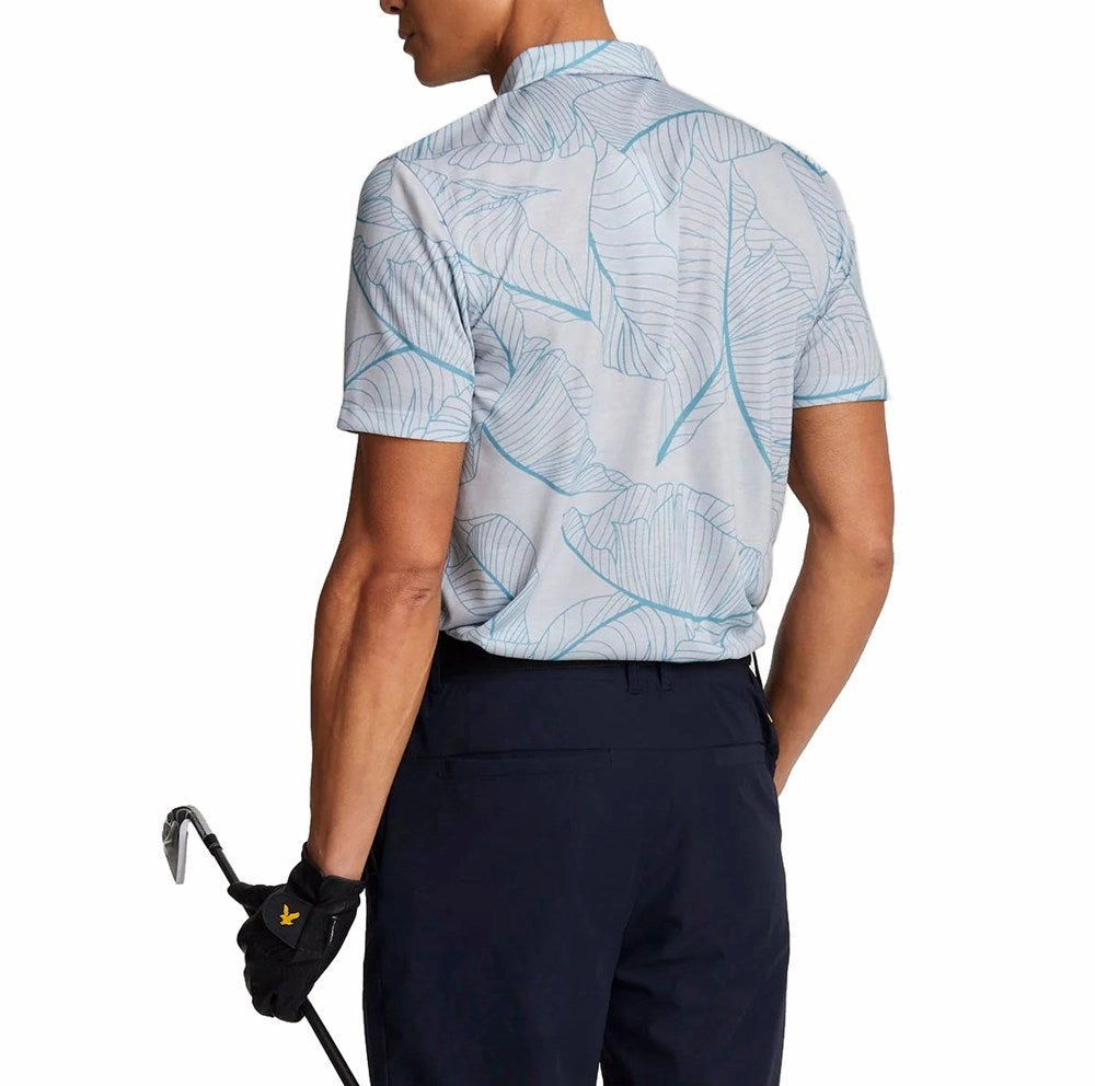 Stretch Fabric Construction Flexible Ribbed Collar Lyle & Scott Floral Polo Golf Shirt - Pebbel