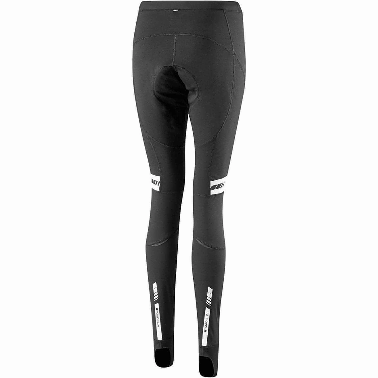 UVProtective Outer Layers NonRestrictive Movement Panels Madison Sportive Shield (With Pad) Waterproof Womens Cycling Tights - Black