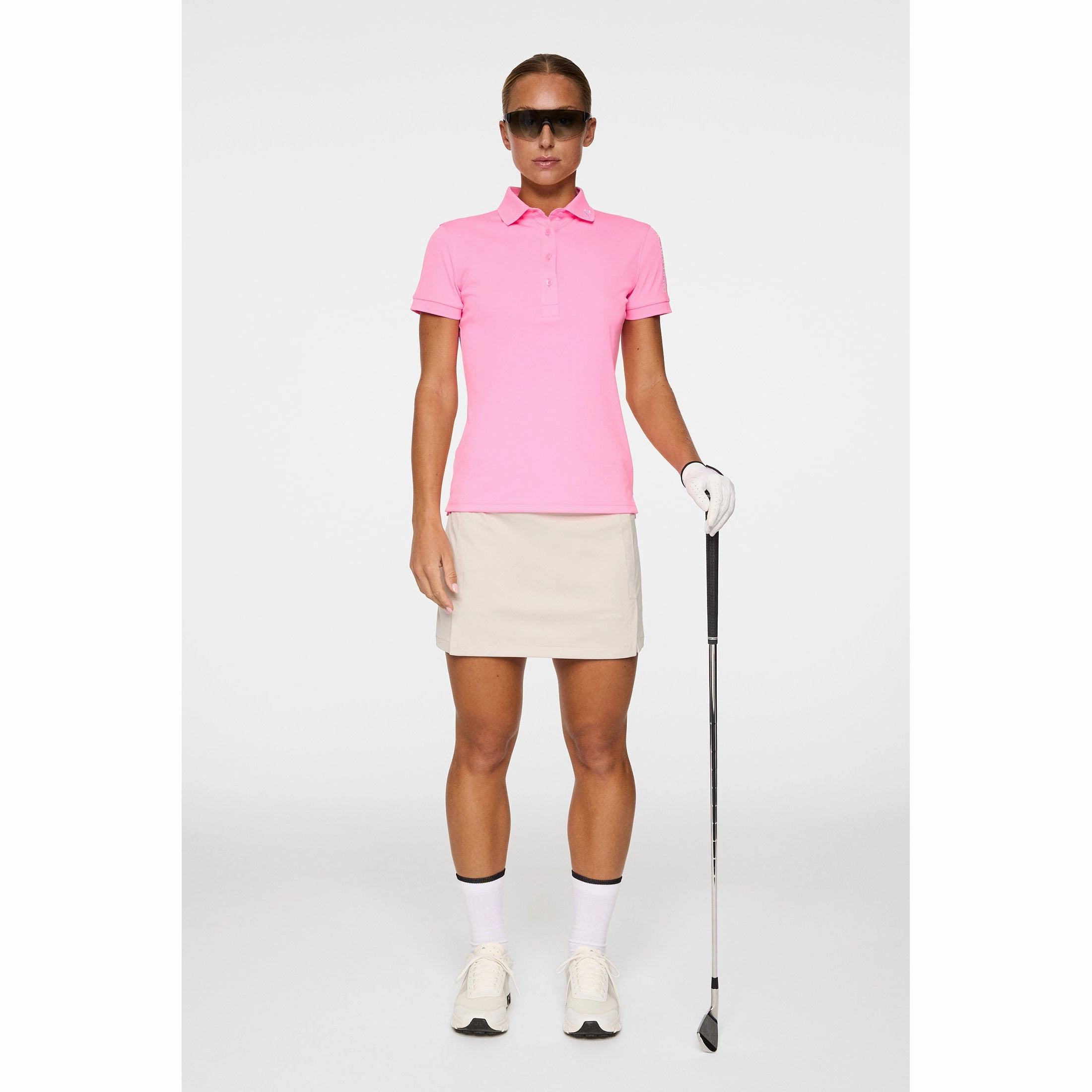 J.Lindeberg Women's Tour Tech Golf Polo Shirt - Eosine Pink golf club FadeResistant Dye