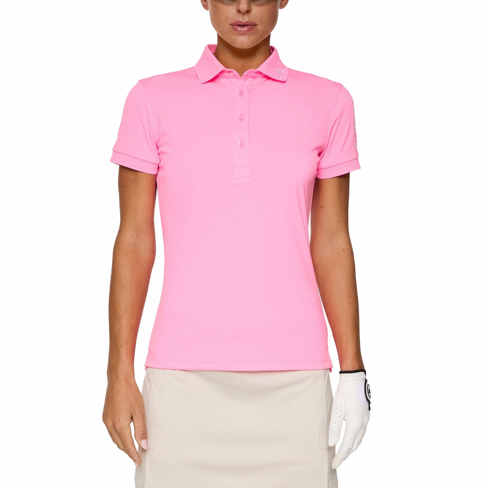 Lightweight Material Summer Fashion J.Lindeberg Women's Tour Tech Golf Polo Shirt - Eosine Pink