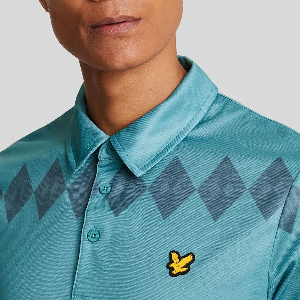 Lyle & Scott Argyle Polo Golf Shirt - Tee Teal Clubhouse Attire
