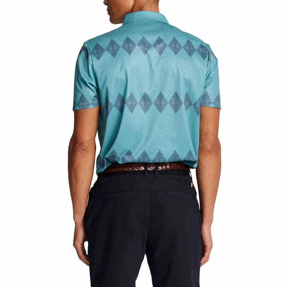 HighDurability Yarn Lyle & Scott Argyle Polo Golf Shirt - Tee Teal