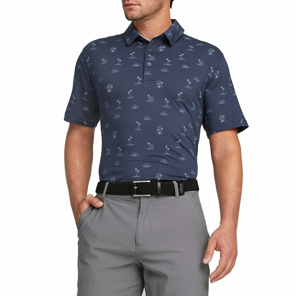 Puma Cloudspun Horizons Golf Polo Shirt - Navy Blazer/Day Dream Ribbed Cuff Design Versatile Style