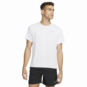 Nike Men's Dri-FIT Miler Tee White / Reflective Silver Gym Safe Ventilated Back Panel