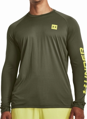 Under Armour Tech Print Fill Long Sleeve Mens Training Top - Green Semi Formal Garden Ease