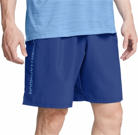 Under Armour Tech Woven Wordmark Mens Training Shorts - Blue Future Glow Tencel Blend Fabric