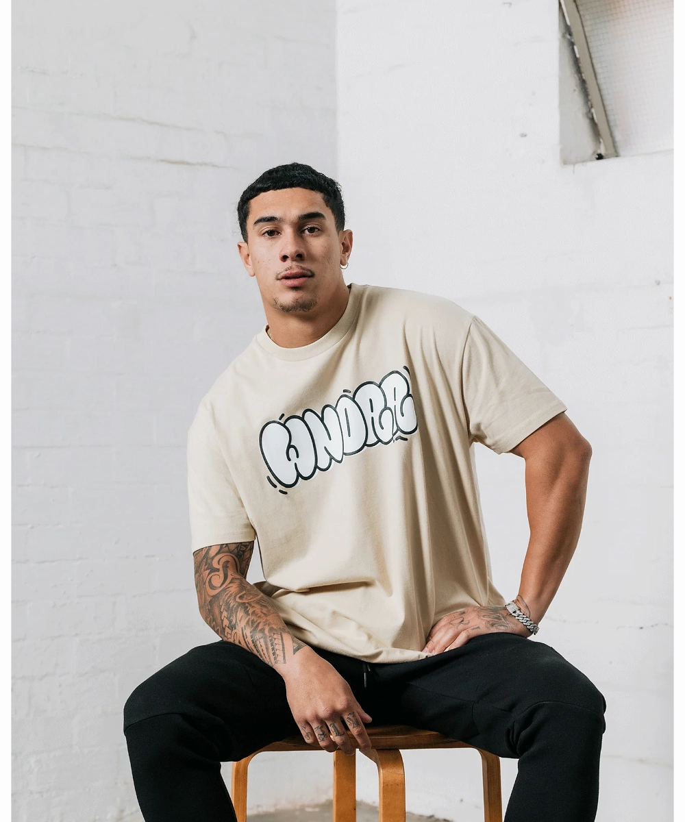 WNDRR Bliss Box Fit Tee (Tan) Quiet Luxury Calm Core
