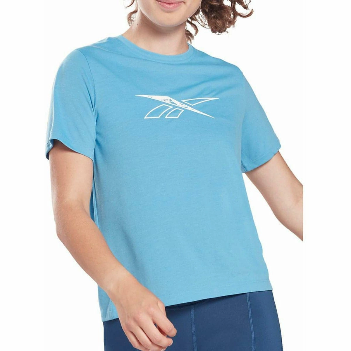 Polish Core TaglessNeckline Reebok Workout Ready Supremium Short Sleeve Womens Training Top - Blue