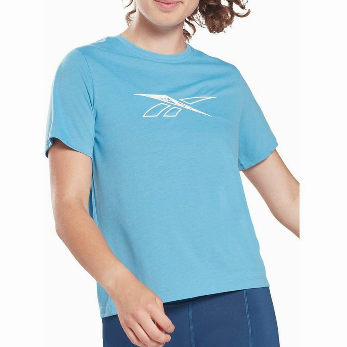 DurableStitching Love Core Reebok Workout Ready Supremium Short Sleeve Womens Training Top - Blue