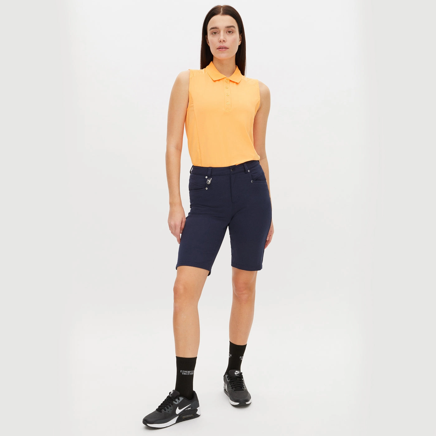 Rohnisch Women's Rumie Sleeveless Golf Polo Shirt - Blazing Orange Preppy Style