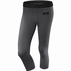 TCA Pro Performance Endurance Womens 3/4 Capri Running Tights - Grey Windresistant outer shell Polypropylene