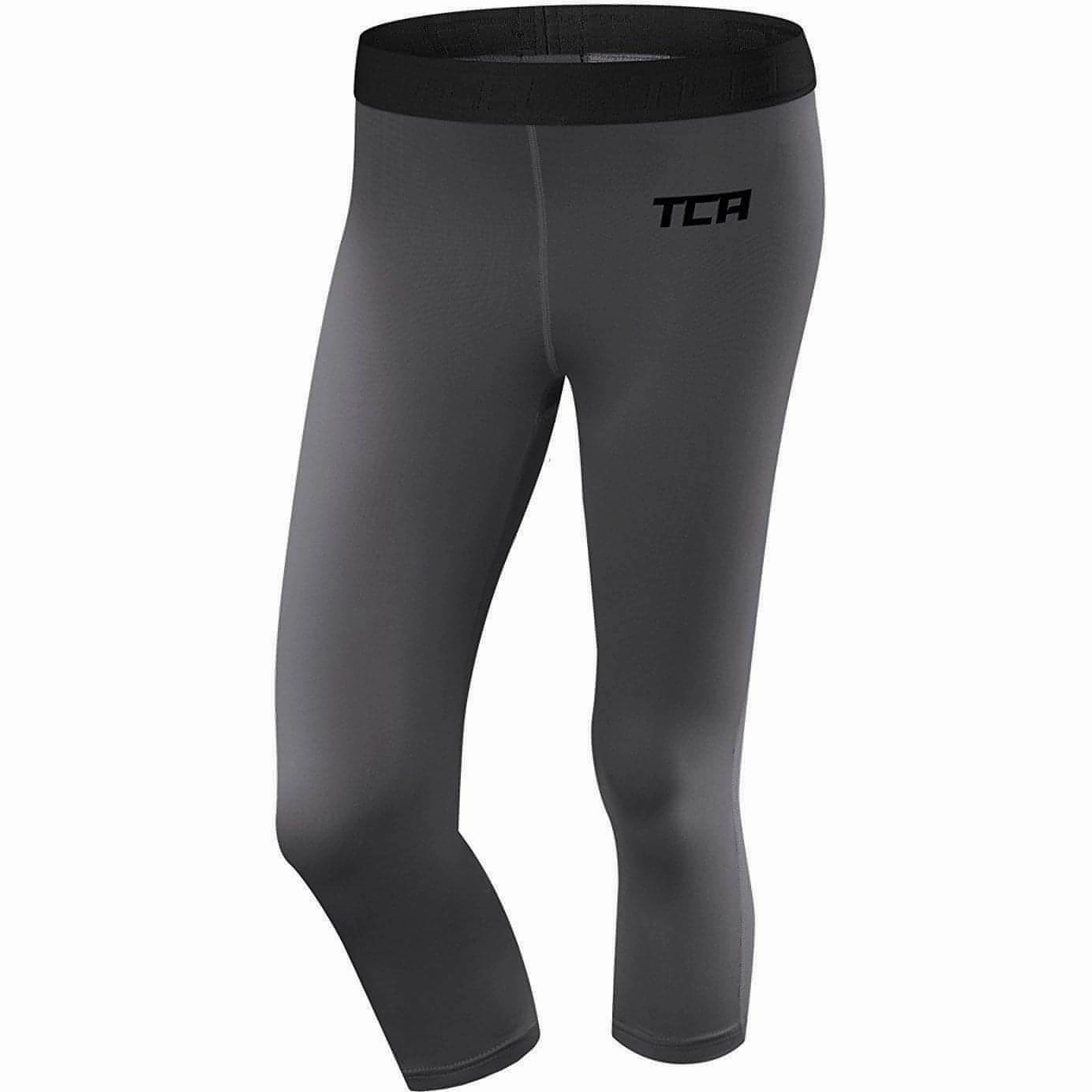 TCA Pro Performance Endurance Womens 3/4 Capri Running Tights - Grey Windresistant outer shell Polypropylene