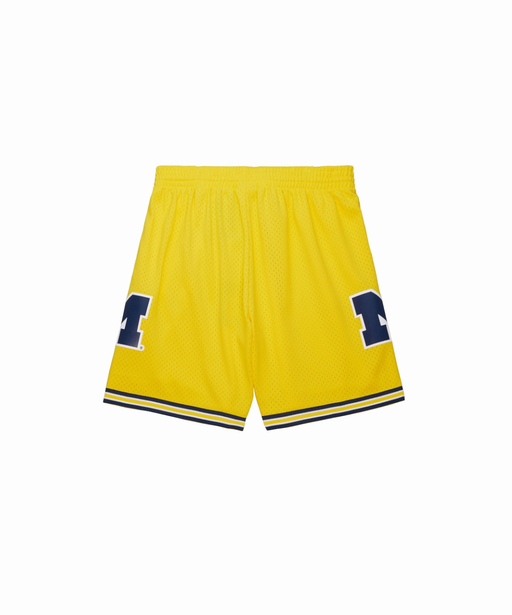 University of Michigan Maize NCAA 1991 Swingman Shorts CompressiveFitFabric Clean Fit