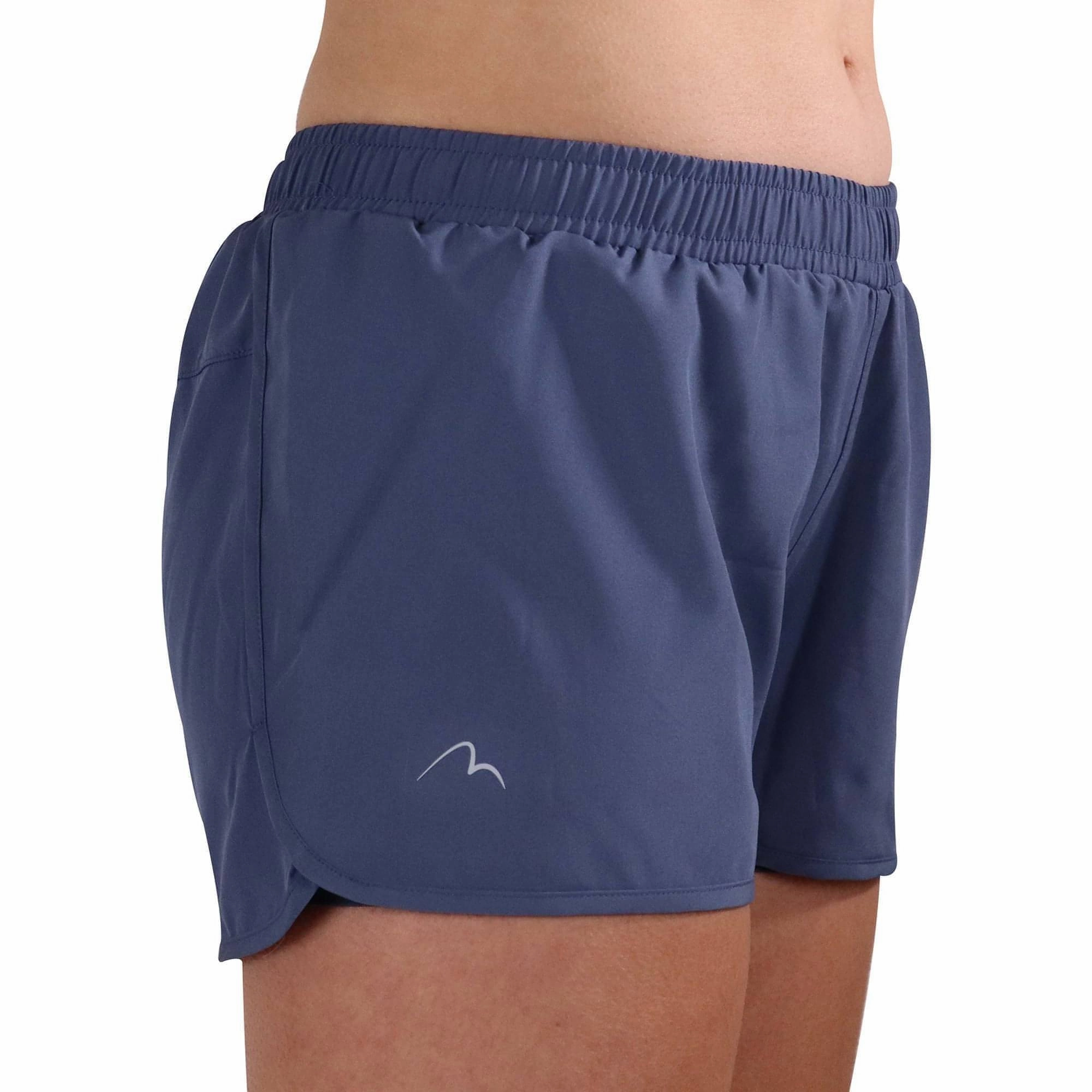 More Mile Racer Split Womens Running Shorts - Blue Soft touch finish